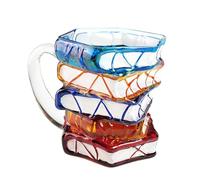 Glass Coffee Mug - 12 oz Colorful Heat-Resistant Glass Cup for Hot and Cold Beverages, Easy Grip with Transparent Design for Tea, Milk, Juice, Water, Ideal para Book Lovers, Readers, Librarians, Dorm