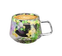 Glass Coffee Mugs - Double Walled 200ml Cups, Insulated Floral Fusion Drinkware with Heat Resistant Anti Scald Grip, Clear Thermal Layer Design, Ideal for Cappuccino Latte Tea Hot Cold Beverages