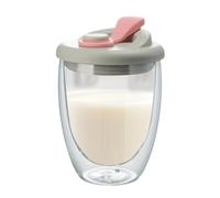 Glass Coffee Mugs, Glass 350ml - Large Clear Ğlass Coffee Mugs with Leakproof Lid, Hot Drinks, Clear Mug for Hot and Cold Drinks | Home School Double Wall Insulated Ğlass Tea Cups with Handle