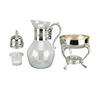 Glass Coffee Pot Set, Turkish Coffee Pot European Heatable Water Pitcher with Lid and Cup Vintage Hot Cold Tea Kettle Tea Kettle for Home Office (Silver)
