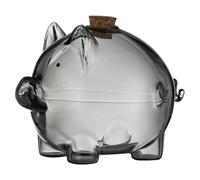 Glass Coin Bank - Small Gold Bean Swine Shape | Decorative Saving Jar Durable Piggy Bank for Dressing Table Bookshelf Commemorative Coin Storage Home Decor