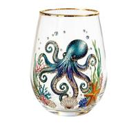 Glass Cup | 350ml Transparent Sea Animal Design Drinkware Home Decor