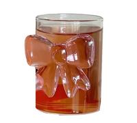Glass Cups - Transparent Heat Resistant Drinking Glassware With Bow Design | Glass Cups | Kitchen Bar Restaurant Home Party Tea Coffee Beverage Essentials For Daily Use