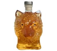 Glass Decanter, Whiskey Bottle, Wolf Head Liquor Container, Artistic Animal Shape, Leakproof Seal Design, for Bar Home Display Present Party, 8,66x4.33x3.15 pulgadas Clear 1 pieza