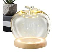 Glass Dome - Fruit Shape Glowing Ring Display, Preserved Flower Glass Cover with LED Warm Light, Decorative Cloche Bell Jar, Vintage Jewelry Showcase, Tabletop Collectible Case for Figures Dolls