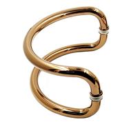 Glass Door Handles for Bathroom/Kitchen/Studio,C-Shaped Push Pull Door Handle Round Tube, Paired Handle Pull Hardware Set, 25mm/1'' Diameter(Copper)