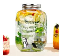 Glass Drink Dispenser, Beverage Dispenser Spigot, Leakproof Clear Pitcher, Food Grade Iced Jug for Hosting, Lemonada, Sangría, Jugos, Cócteles, Eventos, BBQ 10.43 pulgadas