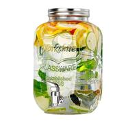 Glass Drink Dispenser - Leakproof Clear Beverage Jug, Glass Drink Container With Lid, Large Capacity Drinks Dispenser For Lemonade Barbecue Picnic Patio Buffet Use At Birthdays Weddings Parties
