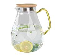 Glass Drink Pitcher - 8.46 Inches Large Beverage Carafe | Glass Cold Water ĵug - Fridge Door Juice Dispenser 2.2L capacity with sturdy handle and secure pouring lid, ideal for camping parties picnics