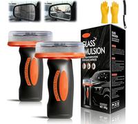 Glass Emulsion, Hand-Held Glass Emulsion Cleaner, Glasses Oil Film Cleaner, Car Glasses Oil Film Remover, Oils Films Cleaning Brush for Windscreen, Portable, Easy to Use (2pcs)