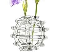 Glass Flower Frog | Clear Glass Ball Single Stem Spiral Bouquet Display | Vase Frog | For Home Office Wedding Desk Bouquet Plants