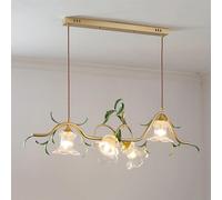 Glass Flower Pendant Light Kitchen Island Linear Fixture Vintage d French Floral Ceiling Hanging Lamp Long Chandelier For Dining Room Table Foyer Farmhouse Hallway