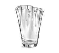 Glass Flower Vase 23cm, Unique Design with Wavy Top, Robust & Heavy, Mouth Blown, Ideal for Tulips,-Yvan