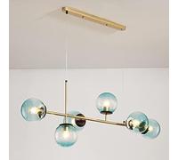 Glass Globe Chandelier Lighting Mid Century Industrial Chandeliers Pendant Light Linear Ceiling Hanging Metal with Shade for Living Room Farmhouse