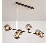 Glass Globe Chandelier Lighting Mid Century Industrial Chandeliers Pendant Light Linear Ceiling Hanging Metal with Shade for Living Room Farmhouse