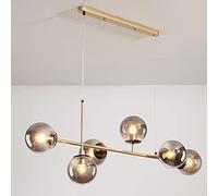 Glass Globe Chandelier Lighting Mid Century Industrial Chandeliers Pendant Light Linear Ceiling Hanging Metal with Shade for Living Room Farmhouse