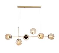 Glass Globe Chandelier Lighting Mid Century Industrial Chandeliers Pendant Light Linear Ceiling Hanging Metal with Shade for Living Room Farmhouse