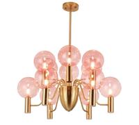 Glass Globe Sputnik Chandelier Mid Century Crystal Metal Pendant Light Adjustable Vintage Hanging Ceiling Lighting Fixture for Girls Dining Room B(Pink,D70cm*H55cm(12