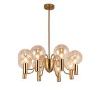 Glass Globe Sputnik Chandelier Mid Century Crystal Metal Pendant Light Adjustable Vintage Hanging Ceiling Lighting Fixture for Girls Dining Room B(Gold,D65*H53cm(8 he
