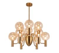 Glass Globe Sputnik Chandelier Mid Century Crystal Metal Pendant Light Adjustable Vintage Hanging Ceiling Lighting Fixture for Girls Dining Room B(Gold,D70cm*H55cm(12