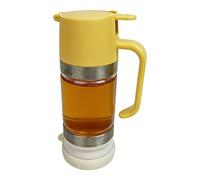 Glass Honey Syrup Dispenser - Drip Proof Pourer Jar, Clear Press Type Honey Syrup Dispenser with Handle for Maple Syrups and Sauces | Pouring Container for Pancakes, Coffee, Cereal Bowls, Dressing