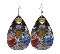 Glass in the River - Pendientes de piel con forma de lágrima para mujer, ligeros, de PVC, ganchos de plata 925, impresiones de doble cara, regalo hipoalergénico