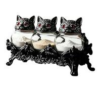 Glass Jars with Airtight Lid,3 Piece Cat Head Airtight Tea Canister,seasoning Jars with Lids - for Salt Pepper Tea Leaves Kitchen Dining Shelf