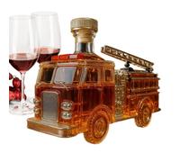 Glass Liquor Bottle - Borosilicate 300ml | Fire Truck Shaped Bar Container Decanter | Novelty Whiskey Dispenser Carafe for Cocktail Home Wedding Cabinet Holiday Party Restaurant Use