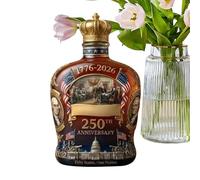 Glass Liquor Bottle, Collectible Patriotic Container, Stylish and Sturdy, America Heritage Glass Liquor Decanter for Brandy, Bourbon, Vodka, Wine, Home, Office, Bar, Men, Family, Friends