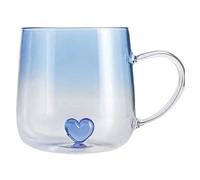 Glass Mug Cup - 400ml Gradient Heart Design, Anti-Heat Drinkware Jar, Transparent Beverage Holder | Kitchen Bar Travel Christmas Latte House Tea Juice Cereals, Elegant Clear Design, Comfortable Grip