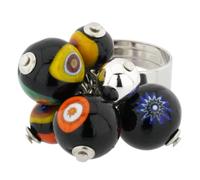 Glass Of Venice Anillo Millefiori Sorgente de cristal de Murano, color negro