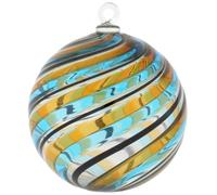 Glass Of Venice Bola de filigrana de cristal de Murano, adorno de Navidad, color aguamarina, marrón dorado