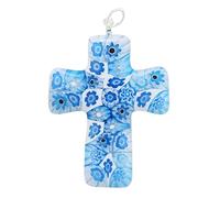 Glass Of Venice Colgante Cruz Murano Millefiori Azul Tierno