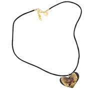 Glass Of Venice Collar con Colgante de corazón de Cristal de Murano de Cristal de Venecia, joyería de corazón de Amor Italiana Negra Brillante para Mujer