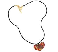 Glass Of Venice Collar de corazón de Cristal de Murano Italiano Colgante de corazón Brillante soplado a Mano con remolinos Rojos en un cordón Hecho en Venecia, Italia - Collar de corazón de Amor
