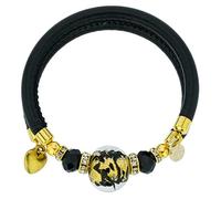 Glass Of Venice Dorato Pulsera de Cuero con Cristal de Murano - Negro