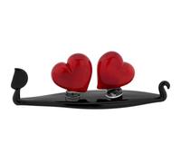 Glass Of Venice Escultura de góndola veneciana negra de cristal de Murano con dos corazones rojos de 3-1/2 pulgadas de largo, regalo romántico símbolo de amor, hecho a mano en Venecia, Italia