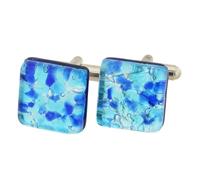 Glass Of Venice Gemelos cuadrados clásicos venecianos de cristal de Murano, color azul aguamarina