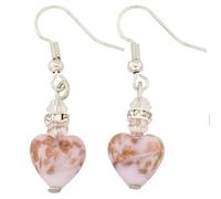 Glass Of Venice Pendientes colgantes de corazón veneciano de cristal de Murano con cristales - Rosa Hecho a mano en Venecia, Italia Joyas románticas para mujeres