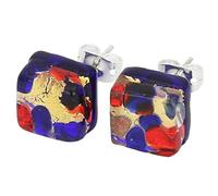 Glass Of Venice Pendientes cuadrados de cristal de Murano con reflejos venecianos, color azul y rojo