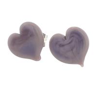 Glass Of Venice Pendientes pequeños de cristal de Murano con corazones morados para mujer, hechos a mano en Venecia, Italia, pequeños aretes de 3/8 pulgadas, joyería romántica ligera