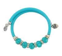 Glass Of Venice Pulsera Brillante de Cristal de Venecia de Murano Moderno para Mujer, Cuentas de 3/8 de Pulgada, Azul Aguamarina y Verde con Banda de Goma Ajustable. Hecho a Mano en Venecia, Italia.
