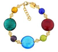 Glass Of Venice Pulsera de Gotas Doradas de Cristal de Murano, Multicolor de 7 Pulgadas más Extensor para Mujer, Cuentas de Vidrio infundidas con Oro Hechas a Mano en Venecia, Italia