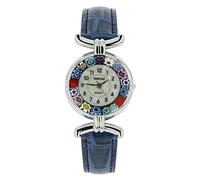 Glass Of Venice Reloj Murano Millefiori con Correa de Piel - Azul Multicolor