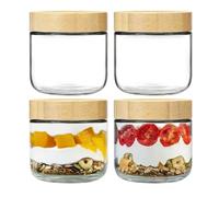 Glass Overnight Oats Jars Containers, 4 X 300ml LeakproofGlass Wide Mouth Salad Jars | Overnight Oats Containers With Lids | For Yogurt Snack Sugar Meal Prep Coffee Flour Rice Cereal Puddings