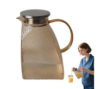 Glass Pitcher with Lid, Hammer Pattern Kettle, Splash Proof Drink Server, 5,12 x 3,54 x 7,8 pulgadas, Wide Mouth for Tea, Cold Juice, Milk, Outdoor Travel, Kitchen, Party Hosting Use