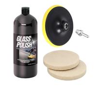Glass Polish - Kit de pulido de cristal para coche con óxido de cero, pasta abrillantadora de cristales, plato de 150 mm de diámetro, 2 fieltros de 150 mm de diámetro y adaptador M14 para taladro