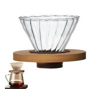 Glass Pour Over CoffeeDripper - Taza de filtro de café de vidrio transparente, cono de preparación reutilizable, elegante de preparación manual con soporte resistente al calor, herramienta