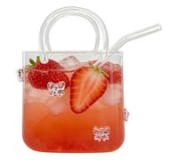 Glass Purse For Drinks | Clear Purse Glass Drinking, Handbag Shaped Cocktail Glasses With Straw, For Home Bar Party Bridal Shower Girls Night Wedding