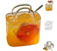 Glass Purse for Drinks,Unique Transparent Handbag Drinking Glasses with Straw,Reusable Cute Decorative Handbag Fish Bowl Vase for Fruit Juice,Tea,Flowers and Home,Bar Decor (1PCS)